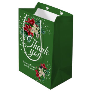 Vielen Dank für Ihre Anerkennung Poinsettia Floral Mittlere Geschenktüte