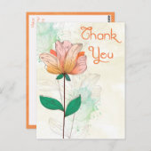 Vielen Dank für Ihre Aquarellfarbe Pink & Orange B Postkarte (Vorne/Hinten)