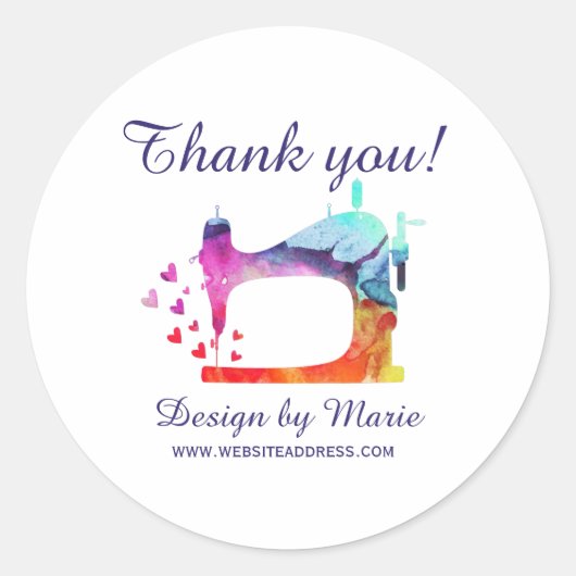 Vielen Dank für Ihre Aquarellnähmaschine Runder Aufkleber (Vorderseite)