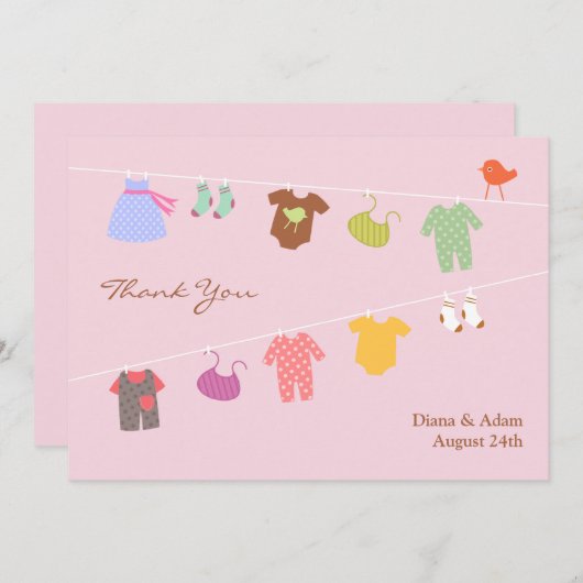 Vielen Dank für Ihre Babydusche Flat Card Dankeskarte (Vorne/Hinten)