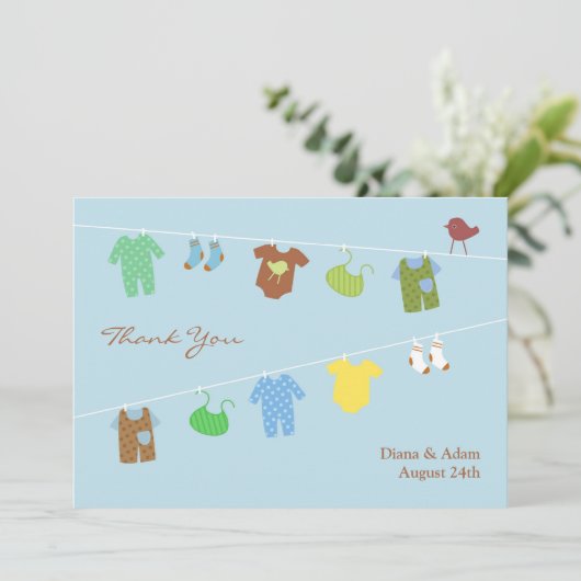 Vielen Dank für Ihre Babydusche Flat Card Dankeskarte (Stehend Vorderseite)