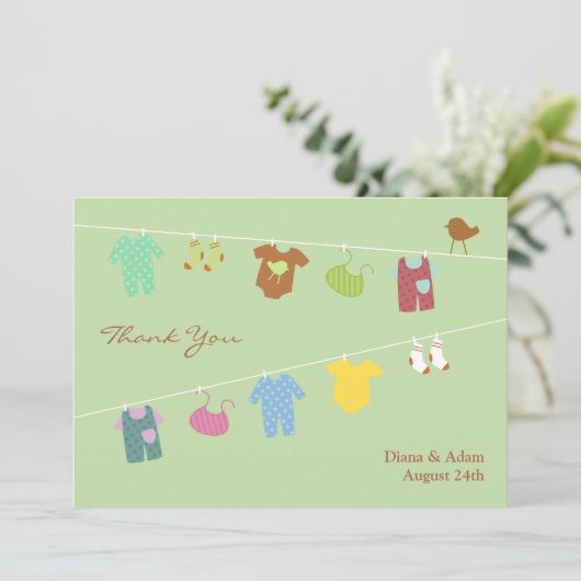 Vielen Dank für Ihre Babydusche Flat Card Dankeskarte (Stehend Vorderseite)