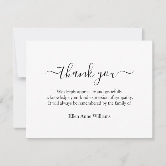 Vielen Dank für Ihre Beerdigung Hinweis Card Gehei Dankeskarte (Vorderseite)