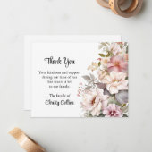 Vielen Dank für Ihre Beerdigungskarten, weich rosa Mitteilungskarte (Vorderseite/Rückseite Beispiel)