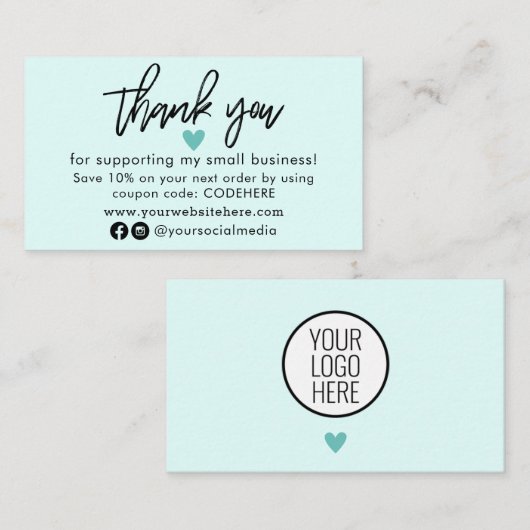 Vielen Dank für Ihre Bestellcoupon Code Business C Visitenkarte (Vorne/Hinten)