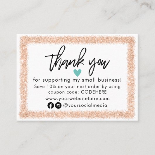 Vielen Dank für Ihre Bestellcoupon Code Business C Visitenkarte (Vorderseite)