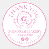 Vielen Dank für Ihre Bestellung Bäckerei Pink Donu Runder Aufkleber (Vorderseite)