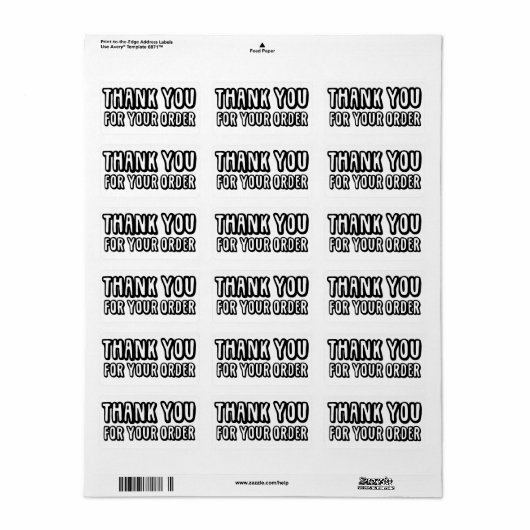 Vielen Dank für Ihre Bestellung Black Small Busine Adressaufkleber (Vorne)