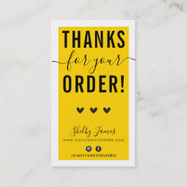 VIELEN DANK FÜR IHRE BESTELLUNG einfügen Spaß hell Visitenkarte