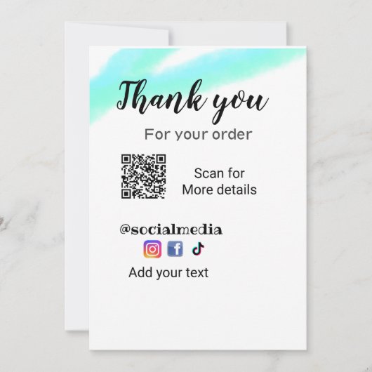 Vielen Dank für Ihre Bestellung fügen q oder Konta Einladung (Vorderseite)