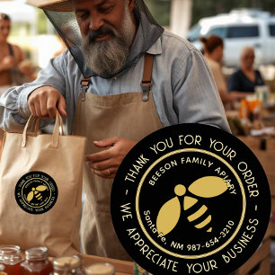 Vielen Dank für Ihre Bestellung Gold Bee Apiary Ho Runder Aufkleber