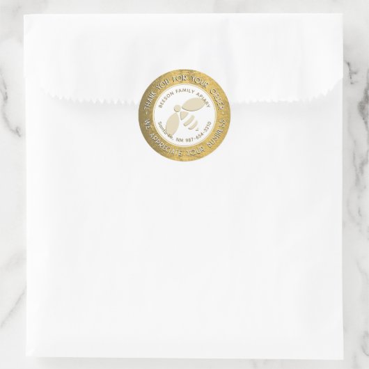 Vielen Dank für Ihre Bestellung Gold bee Apiary Na Runder Aufkleber (Tasche)