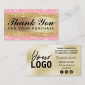 Vielen Dank für Ihre Bestellung Karten Pink Glitze (Vorne/Hinten)