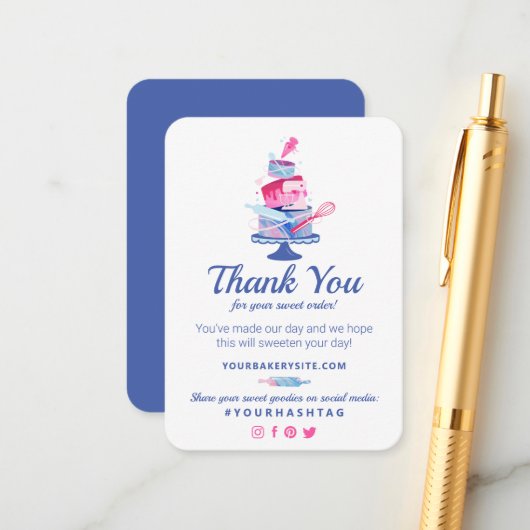 Vielen Dank für Ihre Bestellung | Kuchengebäck Begleitkarte (Vorderseite/Rückseite Beispiel)