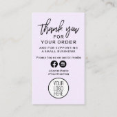 Vielen Dank für Ihre Bestellung Lila und Minze Mar Visitenkarte (Vorderseite)