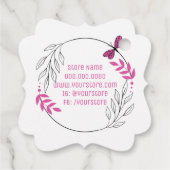 Vielen Dank für Ihre Bestellung mit rosa Schmetter Geschenkanhänger (Rückseite)