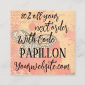 Vielen Dank für Ihre Bestellung Retro Butterfly Ra Quadratische Visitenkarte (Rückseite)