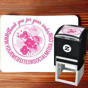 Vielen Dank für Ihre Bestellung Round Floral Pink Permastempel