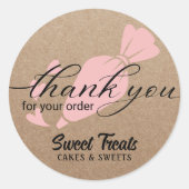 Vielen Dank für Ihre Bestellung Rustic Kraft Kuche Runder Aufkleber (Vorderseite)