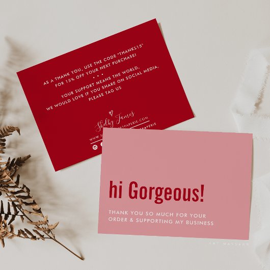 VIELEN DANK FÜR IHRE BESTELLUNG Spaß einfügen rosa Dankeskarte