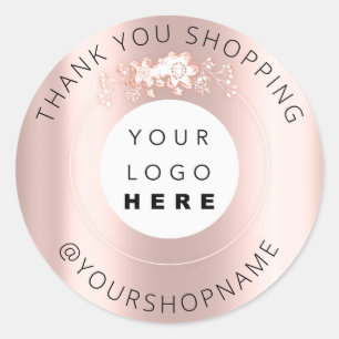 Vielen Dank für Ihre Business-Logo-Rose IG Name Fl Runder Aufkleber