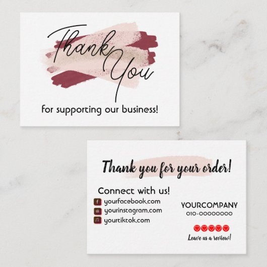 Vielen Dank für Ihre Business Note Card Mitteilungskarte (Vorne/Hinten)