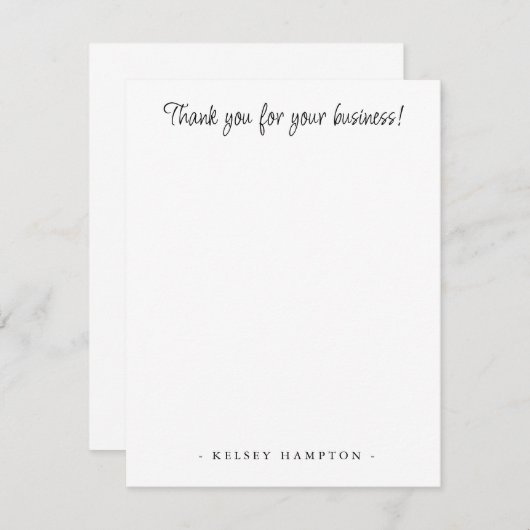 Vielen Dank für Ihre Business Note Card Mitteilungskarte (Vorne/Hinten)