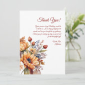 Vielen Dank für Ihre Card Watercolor Fall Blume- Einladung (Stehend Vorderseite)