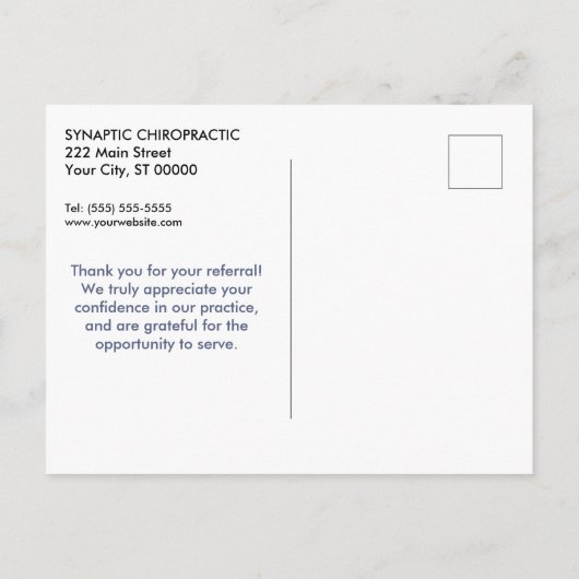 Vielen Dank für Ihre Empfehlung 2 Chiropraktik Postkarte (Rückseite)