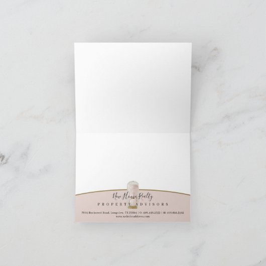 Vielen Dank für Ihre Empfehlung rosa Aquarelltür. Dankeskarte (Innenseite)