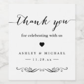 Vielen Dank für Ihre Feier mit uns Gastgeschenk Ho Weinetikett (Einzelnes Label)