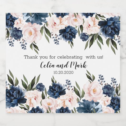 Vielen Dank für Ihre Feier mit uns Rosa und Blau Schaumweinetikett (Einzelnes Label)