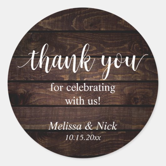 Vielen Dank für Ihre Feier mit uns Wedding Sticker (Vorderseite)