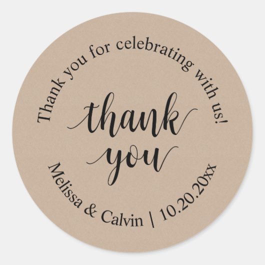 Vielen Dank für Ihre Feier mit uns Wedding Sticker (Vorderseite)