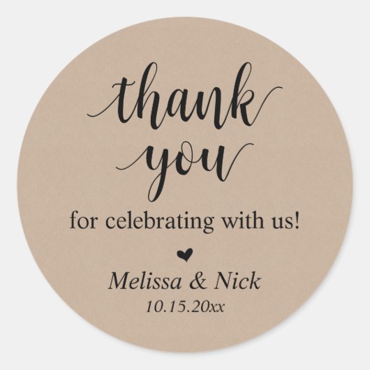 Vielen Dank für Ihre Feier mit uns Wedding Sticker (Vorderseite)