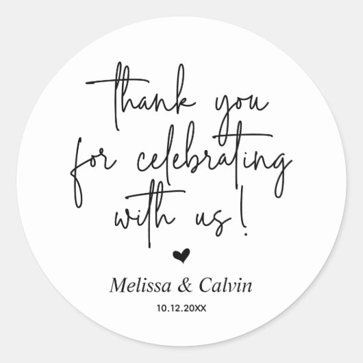 Vielen Dank für Ihre Feier mit uns Wedding Sticker (Vorderseite)
