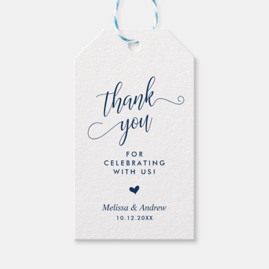 Vielen Dank für Ihre Feier, Navy Blue, Wedding Geschenkanhänger (Vorderseite)