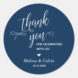 Vielen Dank für Ihre Feier, Navy Blue, Wedding Runder Aufkleber