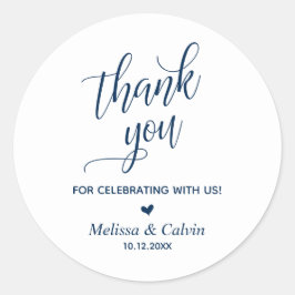 Vielen Dank für Ihre Feier, Navy Blue, Wedding Runder Aufkleber