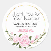 Vielen Dank für Ihre Floral Watercolor Runder Aufkleber (Vorderseite)