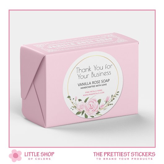 Vielen Dank für Ihre Floral Watercolor Runder Aufkleber