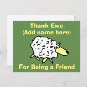 Vielen Dank für Ihre Freundschaft - Fun Sheep Desi Postkarte (Vorne/Hinten)