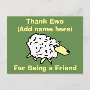 Vielen Dank für Ihre Freundschaft - Fun Sheep Desi Postkarte