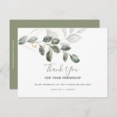 Vielen Dank für Ihre Freundschaft Grünen Blätter Dankeskarte (Vorne/Hinten)