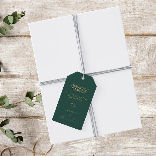 Vielen Dank für Ihre Green und Gold Foto Gastgesch Geschenkanhänger