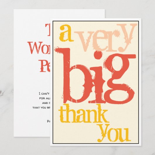 Vielen Dank für Ihre große Boss-oder Personal-Wert Dankeskarte (Vorne/Hinten)