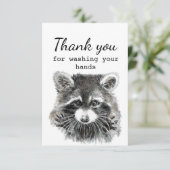 Vielen Dank für Ihre Hände waschen Spaß Raccoon Ar Dankeskarte (Stehend Vorderseite)