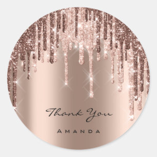 Vielen Dank für Ihre Hochzeit 16. Bridal Rose Glit Runder Aufkleber