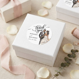 Vielen Dank für Ihre Hochzeit Black Bride Groom Wa Runder Aufkleber