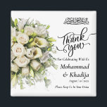 Vielen Dank für Ihre Hochzeit Bouquet Blume Nikah  Magnet<br><div class="desc">Vielen Dank Wedding Bouquet Blume Nikah Walima Square Magnet Dieses Design ist perfekt für Ihre grüne und weiße rustikale boho Thema für Ihre muslime Hochzeit nikah walima mit bismillah und danke. Dieser Aufkleber lässt sich leicht anpassen und personalisieren,  indem Sie den Text ändern</div>